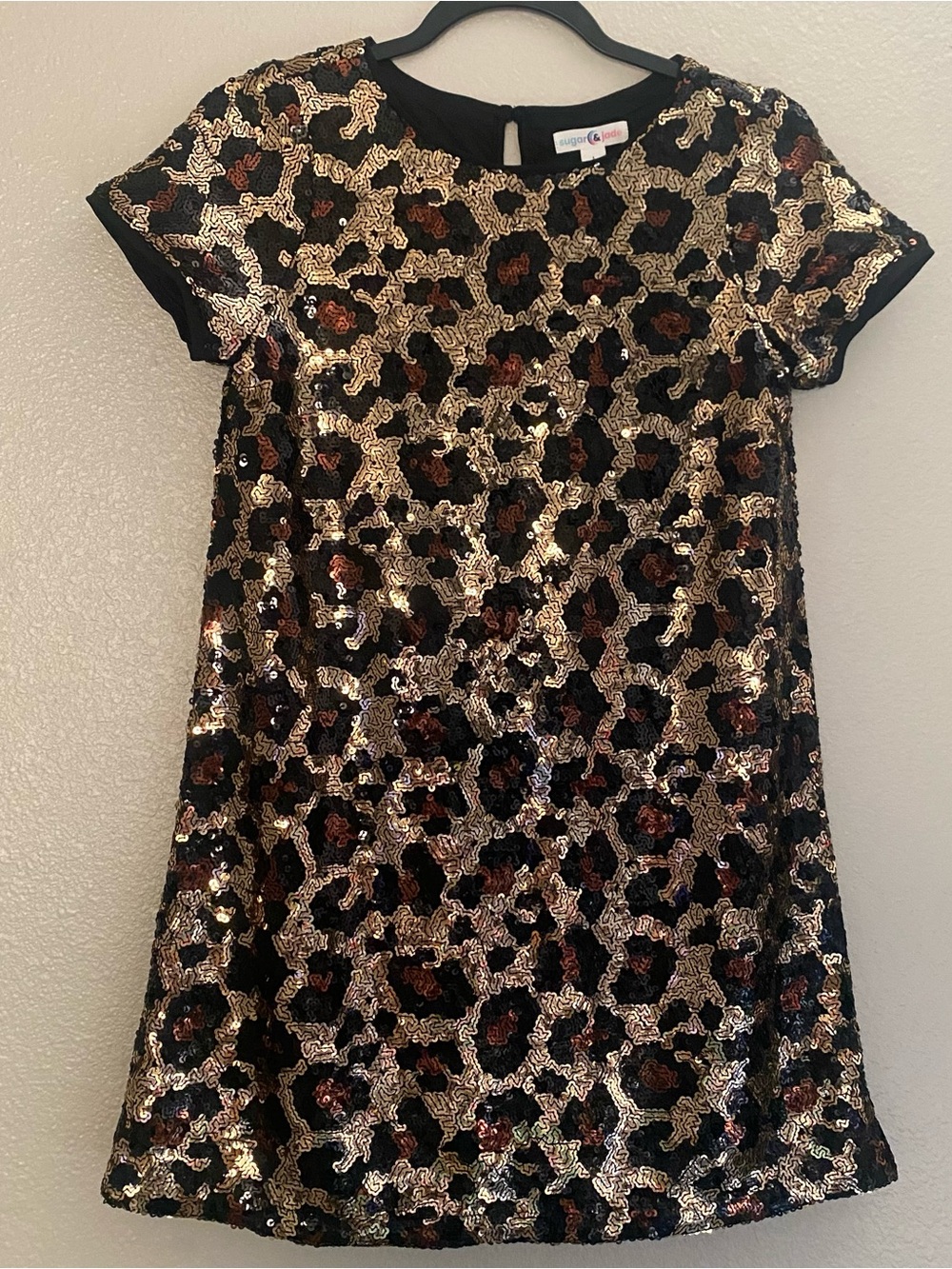 Sequin Short Sleeve Leopard Dress